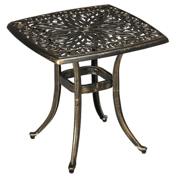 Outsunny 54x54cm Alum Garden Side Table w/ Umbrella Hole, Bronze - High Quality & Versatile