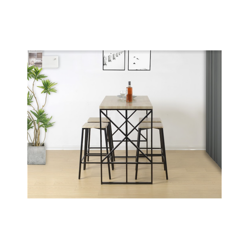 5 Piece Breakfast Bar Set Table in OAK - TAVOLO