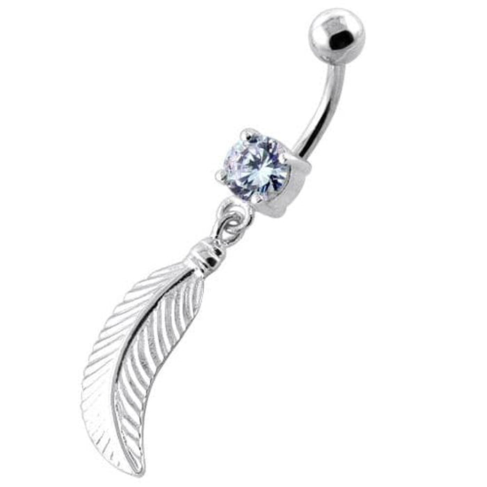 Linear Leaf cute belly button ring