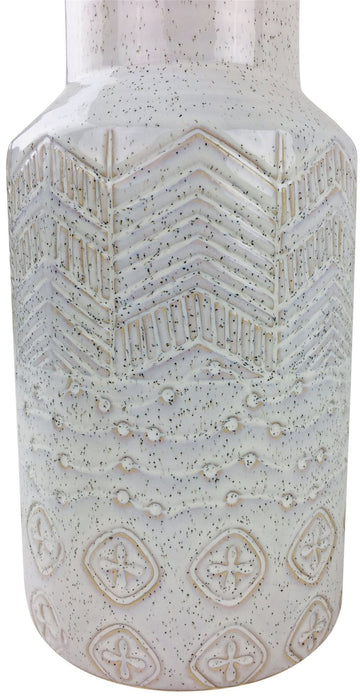 Premium White Textured Stoneware Vase, 30cm