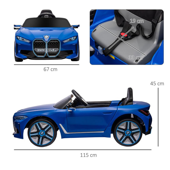 HOMCOM BMW i4 12V Kids Ride-On Car w/ Remote - Blue