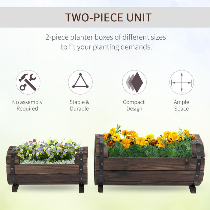 Premium Wooden Planter Box Set | 2PCs Flower Plant Pot & Garden Bed | High-Quality & Easy Maintenance