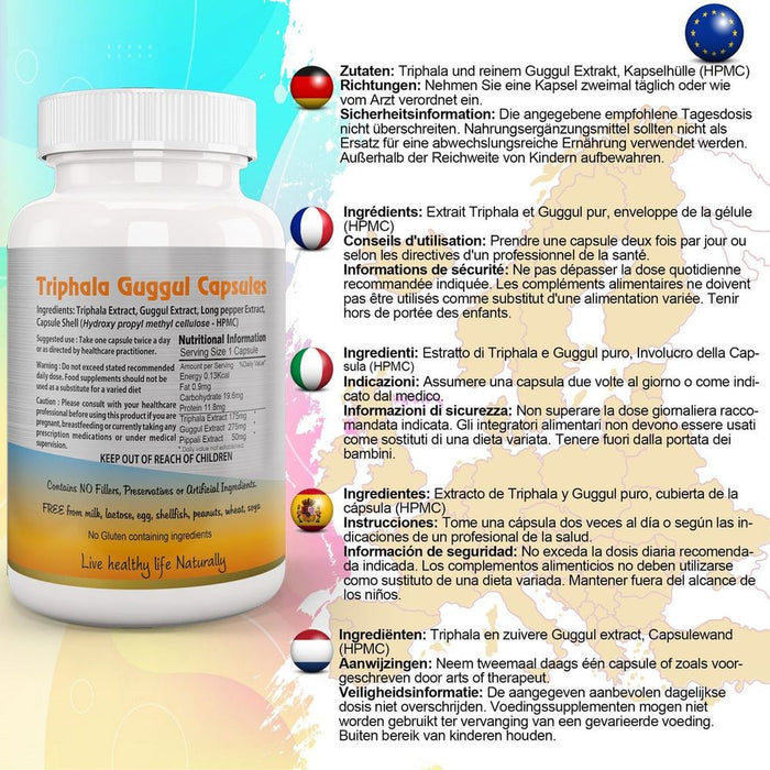 Premium Triphala Guggul Capsule - Ayurvedic Blend of Triphala, Guggul, and Pippali for Optimal Health