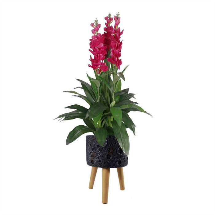 Large Lunar Black Planter - 35cm x 24cm - Premium Quality Fibreglass Composite - Rustic Style - Indoor/Outdoor Use