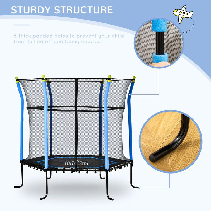 High Quality 5.2FT Blue Kids Trampoline | Enclosed | Indoor & Outdoor | Ages 3-10