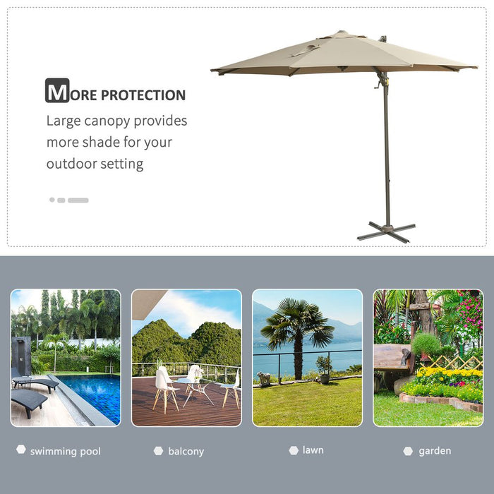 3 m Beach Hanging Umbrella Parasol-Khaki