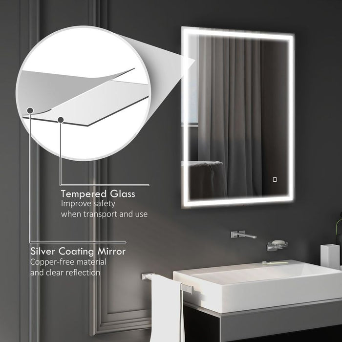 kleankin Illuminated Bathroom Mirror with LED Lights, 3 Colours, Defogging Film