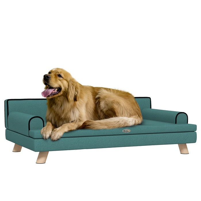 PawHut Dog Sofa w/ Legs - Water-Resistant Fabric - Green - Large & Medium Dogs - Premium Quality