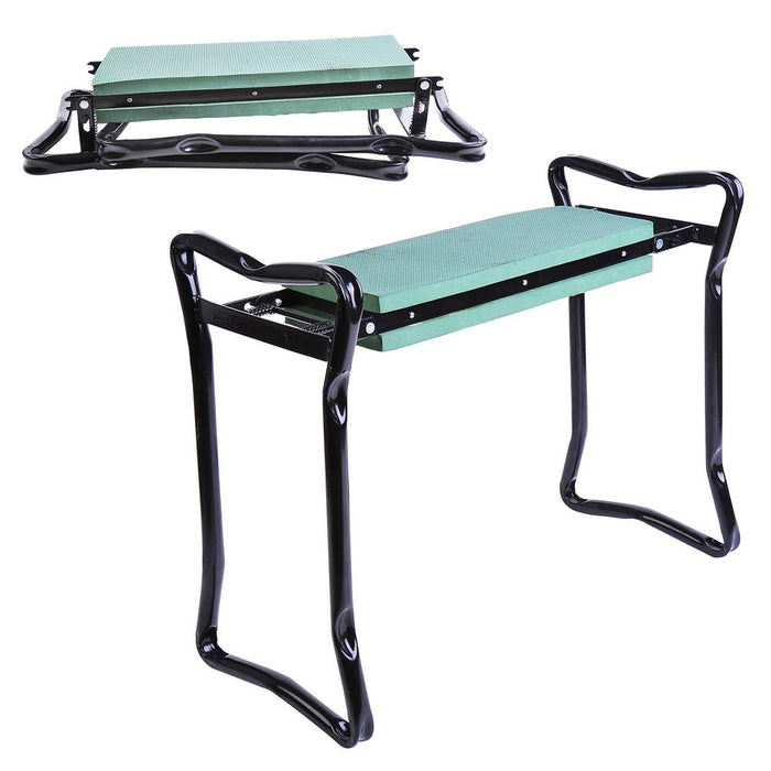 Premium 2-in-1 Garden Kneeler Bench - Green/Black