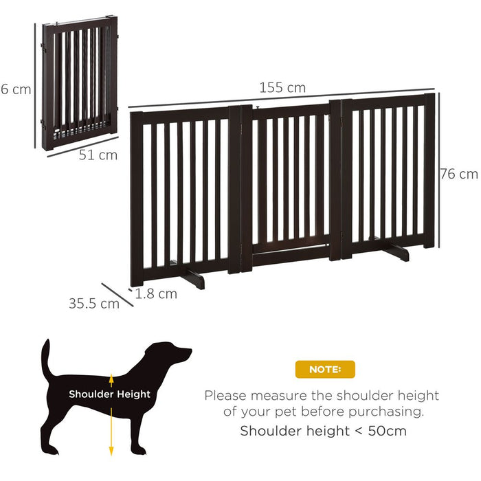 Premium MDF Dog Gate - Step Over Panel Fence - Expandable Folding - Brown