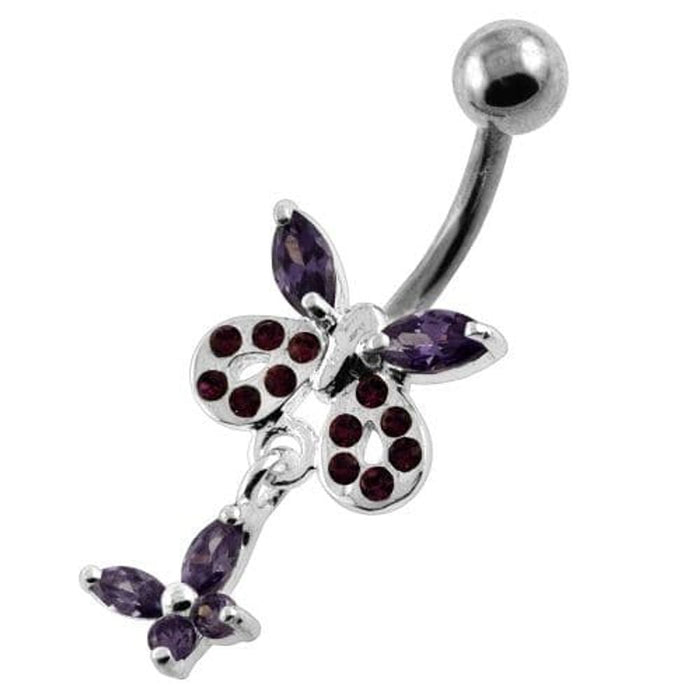 Jeweled Tiny Butterfly Belly Button Piercing