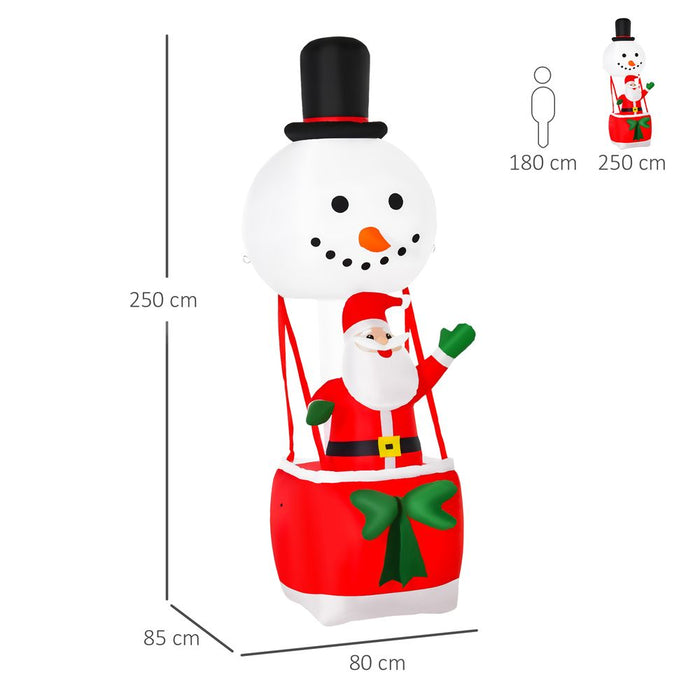 8ft Christmas Inflatable Deco with Santa Claus on Snowman Hot Air Balloon LED