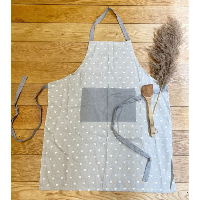 Premium Cotton Grey Heart Print Kitchen Apron