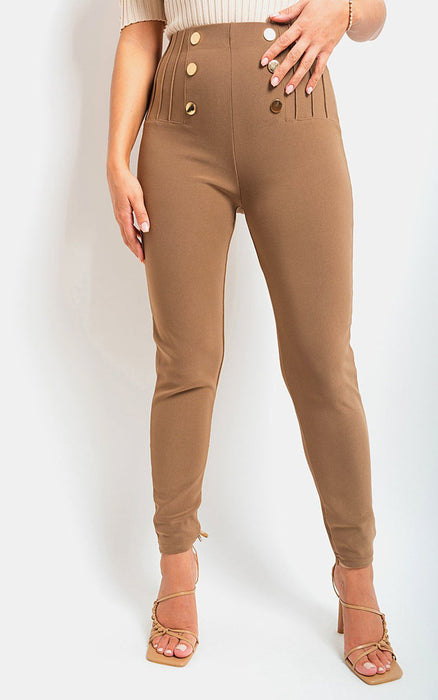 Jemma High Waisted Button Trouser - Stylish & Comfy