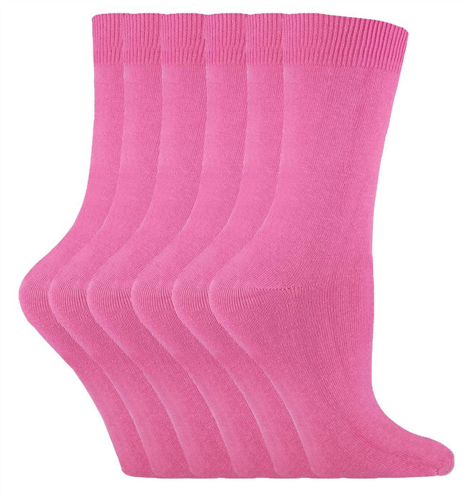 6 Pairs Ladies Plain Coloured Cotton Socks