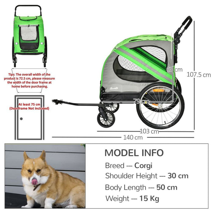 Premium 2-In-1 Dog Bike Trailer Stroller - Safe, Versatile, and Stylish