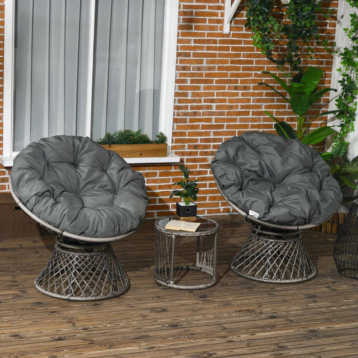 Outsunny Rattan Bistro Set: 3 Pieces, 360? Swivel Chairs, Cushions