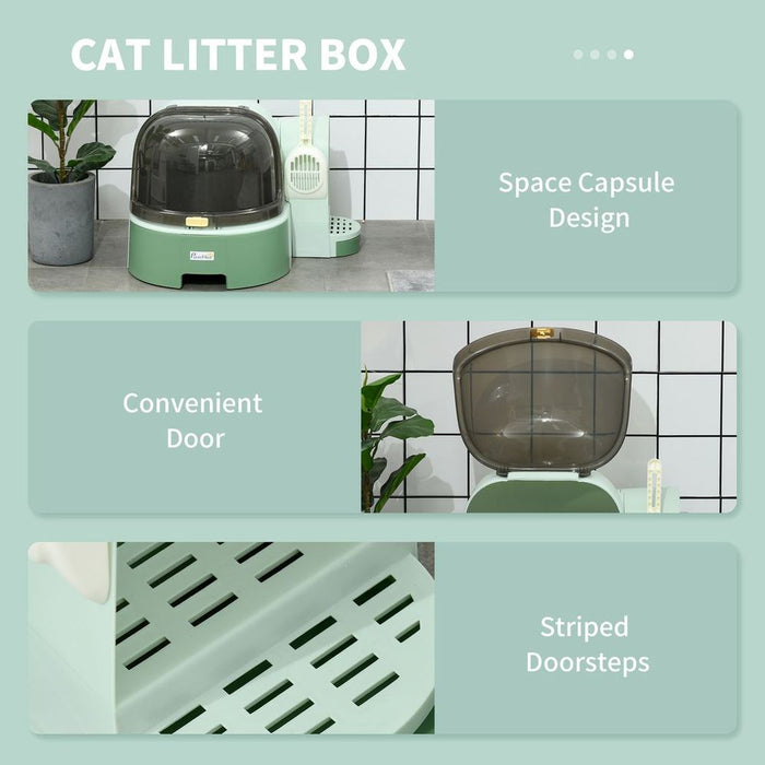 Premium Cat Litter Tray Bundle - Easy Clean, Stylish, Spacious - Green