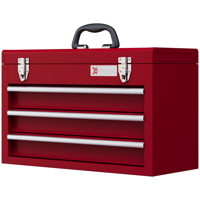 DURHAND Lockable 3 Drawer Tool Chest with Ball Bearing Slide Drawers Red