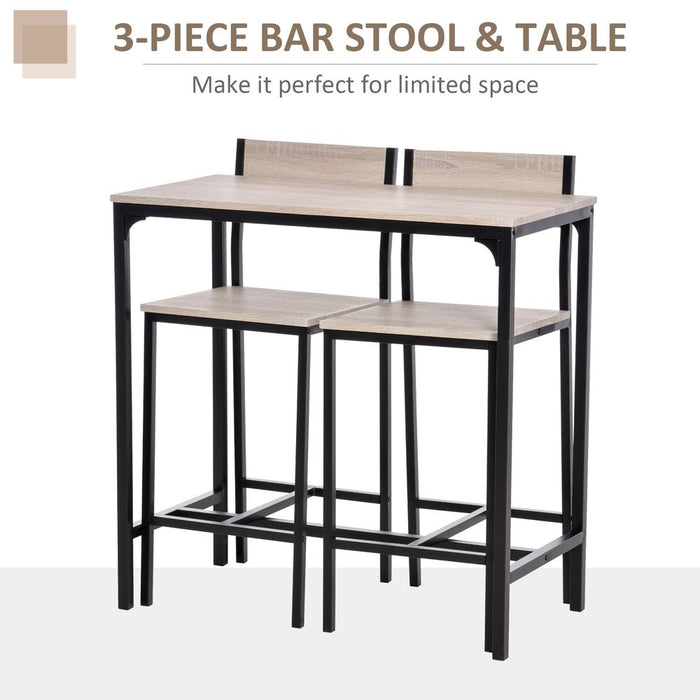 Premium Quality Metal Frame MDF Top Table & Bar Stool Set - Sleek Black Design