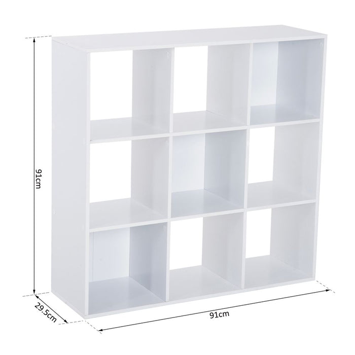 HOMCOM 3-tier 9 Cubes Storage Unit Particle Board Cabinet Bookcase Organiser Home Office Shelves White