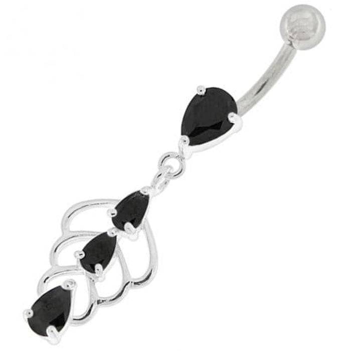 Triple Stone Jeweled Joining Belly Ring