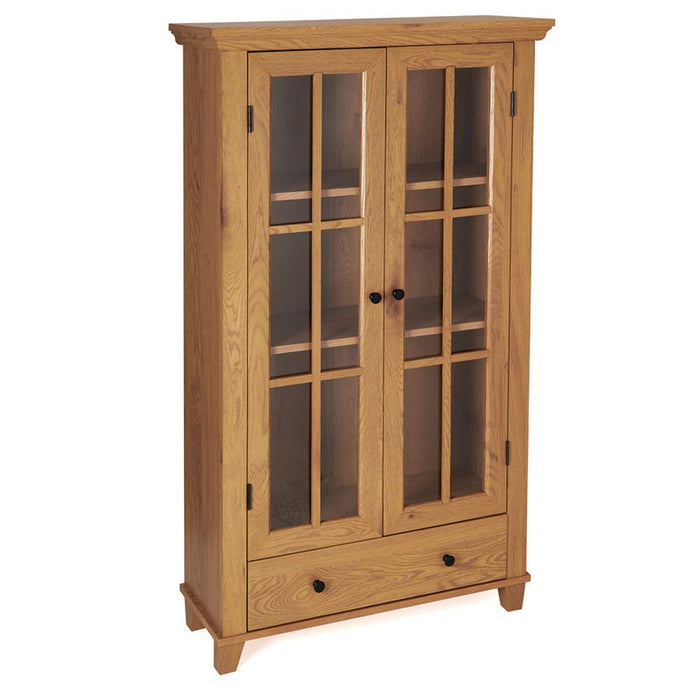 Stylish Oak Storage Cabinet - Secure & Spacious - Adjustable Shelves, Drawer - Easy Assembly - H132.5 W76cm D30cm