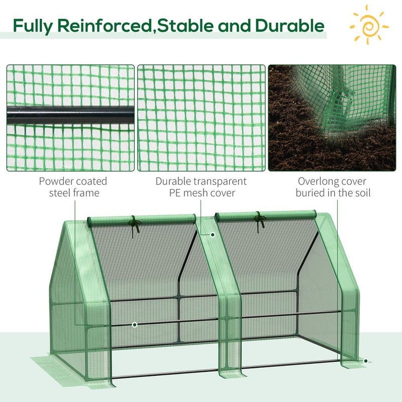 Portable Mini Greenhouse | Steel Frame & PE Cover | 180x90x90cm | Ideal for Small Spaces