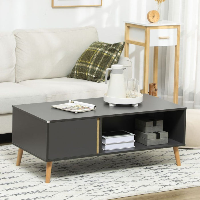 Coffee Table Modern Centre Table with Storage Rectangular Side Table Grey