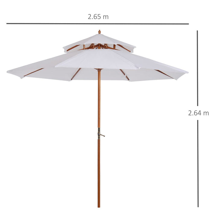 Premium Cream Wood Patio Umbrella - Ultimate Outdoor Sun Shade