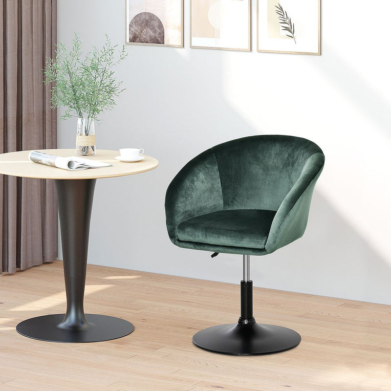 HOMCOM Swivel Bar Stool Fabric Dining Chair Dressing Stool Tub Seat Green
