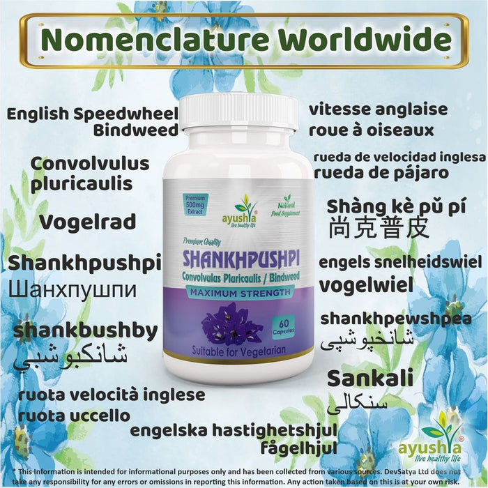 Premium Shankhpushpi Capsule - Boost Memory & Brain Function, Reduce Stress, Improve Sleep - 100% Natural