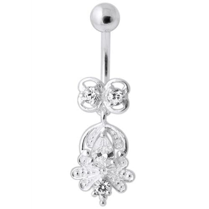 Fancy Sterling Silver Jeweled Navel Banana