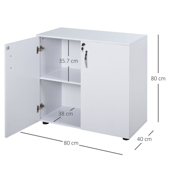 High-Quality 2-Tier Locking Office Storage Cabinet | Organize Files & Papers | White | HOMCOM