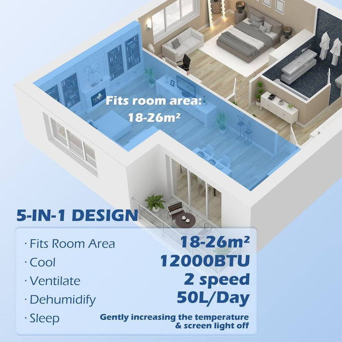 HOMCOM 12,000 BTU Portable AC Unit with WiFi - 26m²