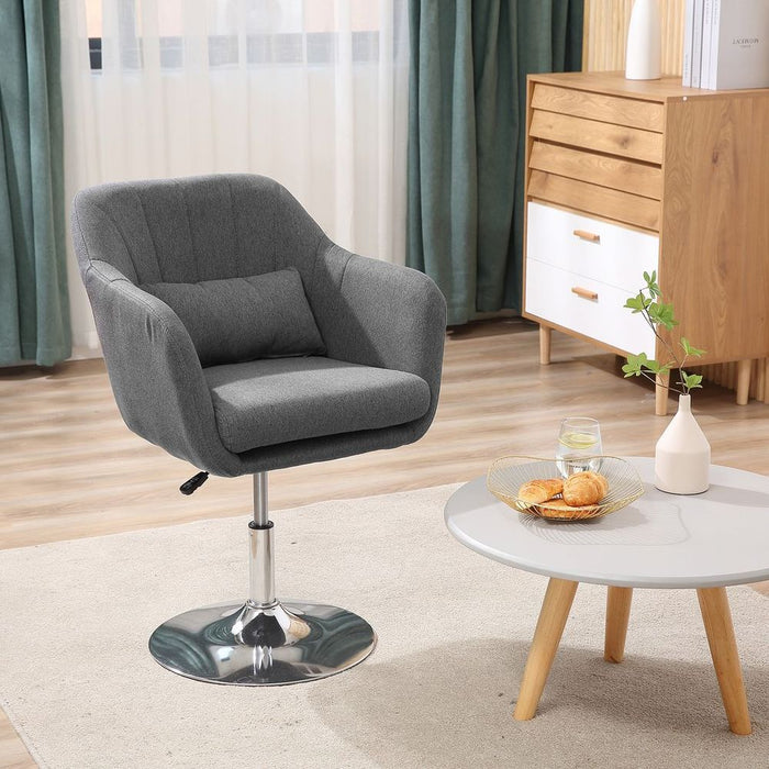 HOMCOM Retro Swivel Tub Chair: Stylish Dark Grey Linen, High-Quality Steel Frame, Cushion Seat