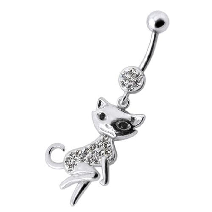 Dancing Cat Dangling Belly Ring