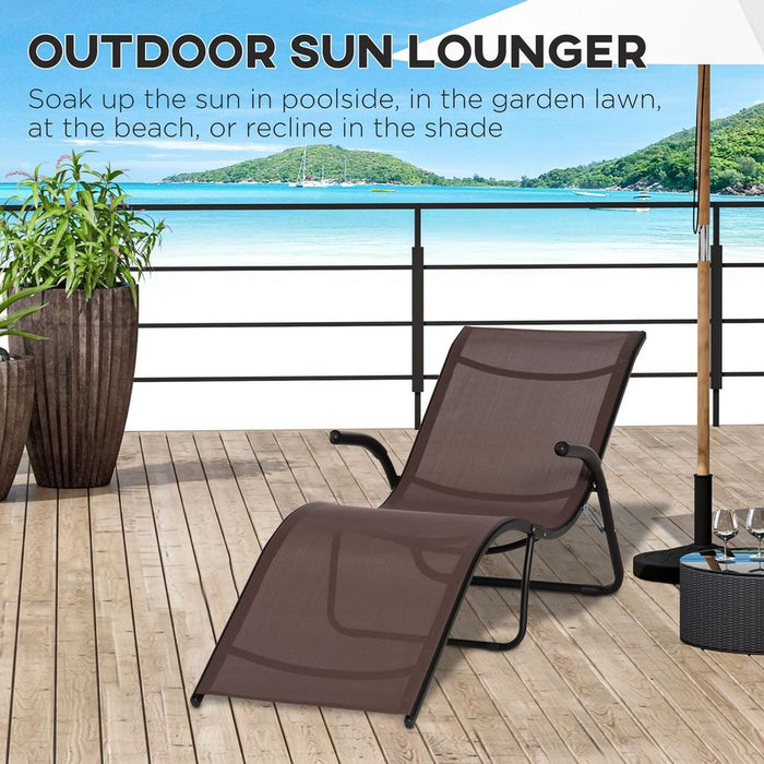 Folding Lounge Chair, Outdoor Chaise Lounge for Beach, Poolside, Brown