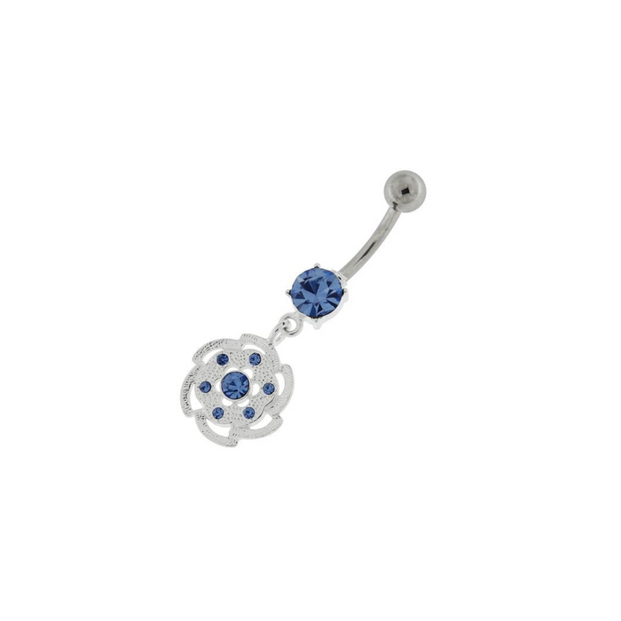 Swirl Flower Dangling Navel Belly Button Ring