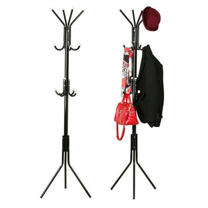 Coat Stand Coat/Hat/Jacket/Umbrella Floor Standing Rack Clothes Hanger Hooks UK