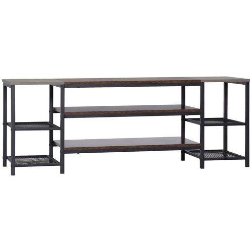 TV Unit Cabinet for TVs up to 65Inches with Shelves Brown and Grey HOMCOM