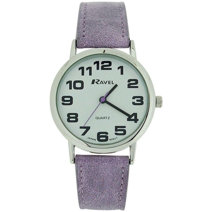 Ravel Unisex Classic Big Dial Purple Leather Strap Watch R0105.13.17A