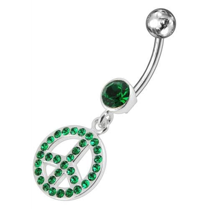 Fancy Logo Silver Dangling Steel Curved Belly Ring