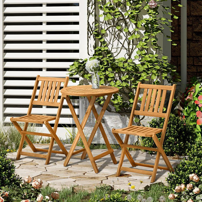 Premium Outsunny 3-Piece Patio Bistro Set: Folding Table & Chairs for Outdoor Dining