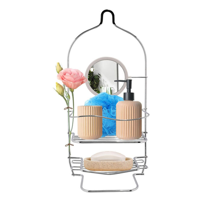 Premium Chrome Bathroom Storage: Shower Caddy, Roll Holder, Iron Wire Trolley - Organize with Style!