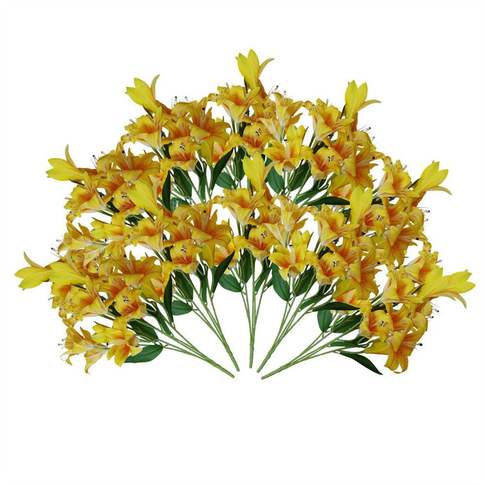 12 x 60cm Artificial Lily Stem - Yellow - 144 Flowers