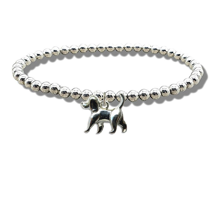 Premium Walking Dog Silver Beaded Bracelet