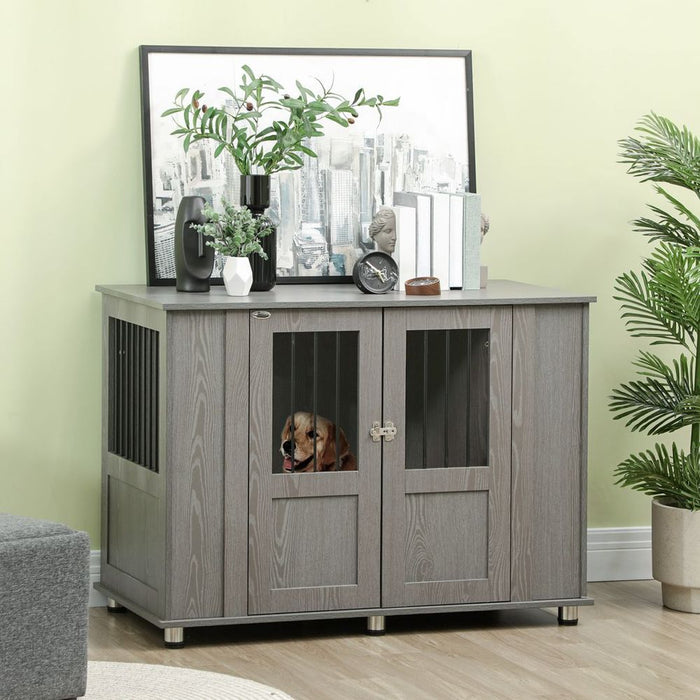 Premium Large Dog Crate Cage - Stylish Indoor End Table Kennel, Grey