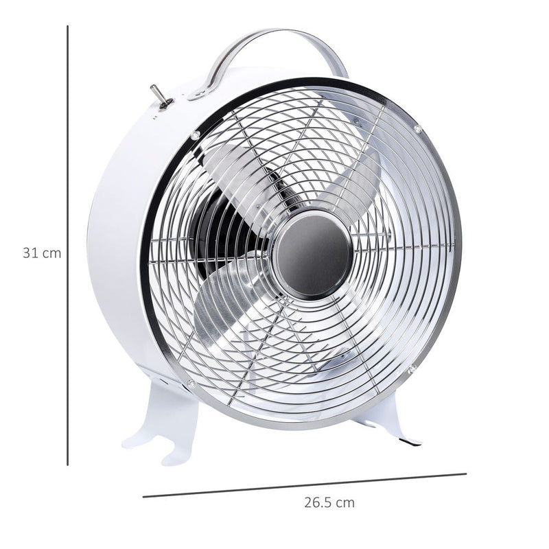 HOMCOM 10" 2-Speed Electric Table Desk Fan w/Safety Guard Anti-Slip Feet Portable Personal Cooling Fan Home Office Bedroom White