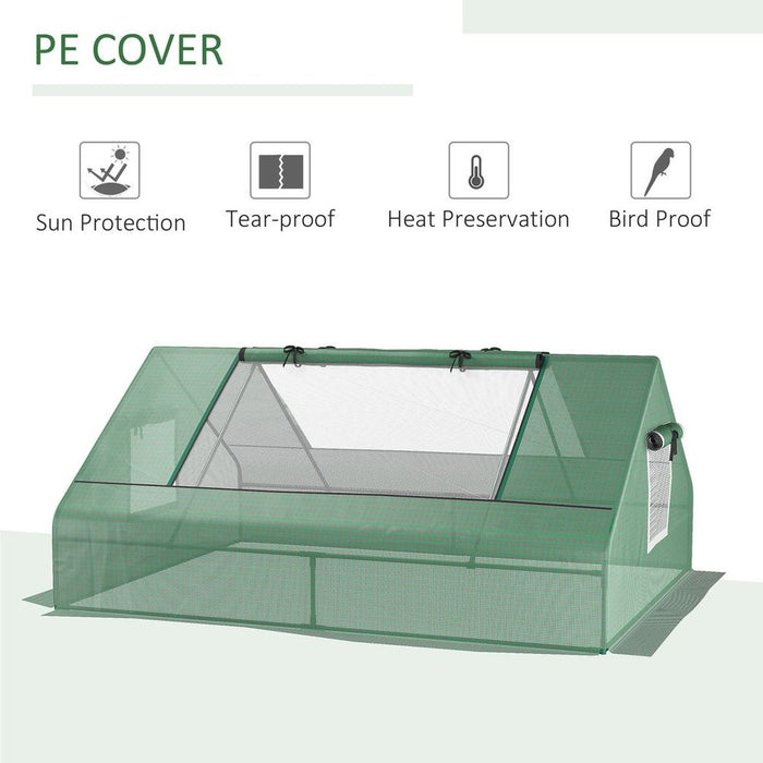 Mini Portable Greenhouse - 180x140cm - Zipped Windows & Door - Green